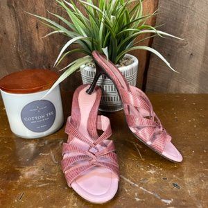 Cole Haan Pink Snakeskin Leather Slide Sandal, Size 6 (EUC)